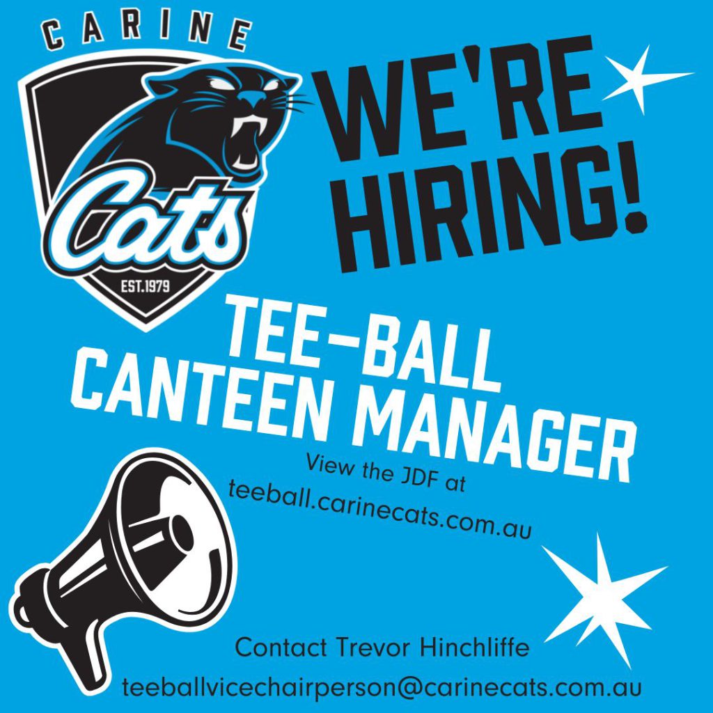 NOW HIRING: Canteen Manager – Carine Cats Teeball